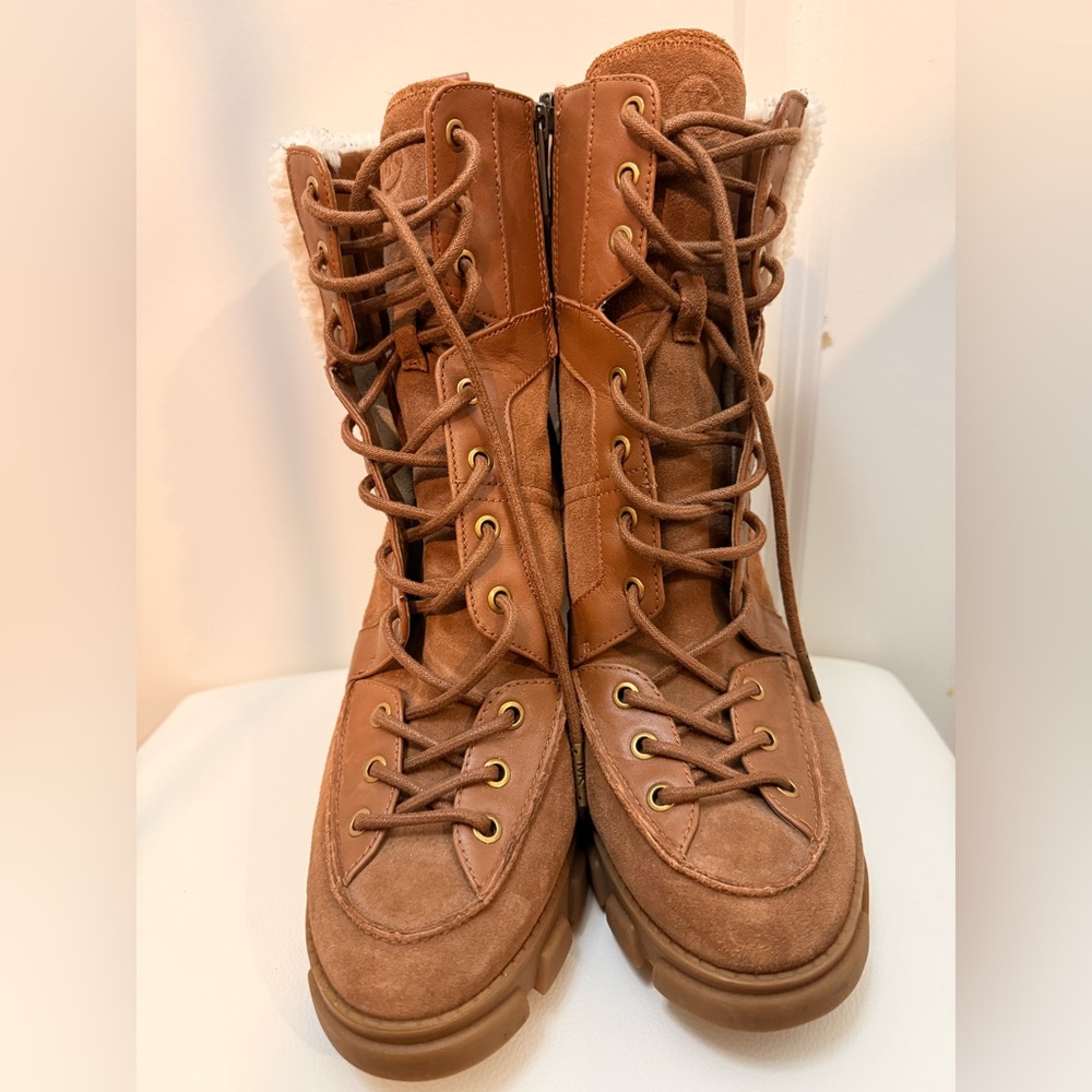 Leather Michael Kors Tan Lace-Up Boots - Picture 2 of 7